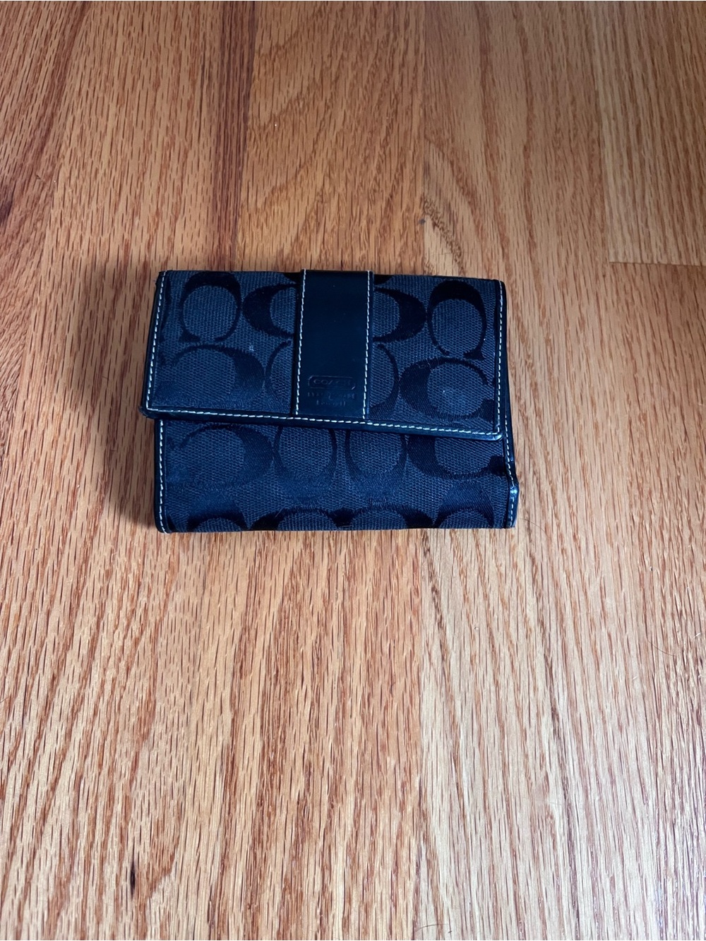 Coach Black Signature Small Card Holder Wallet